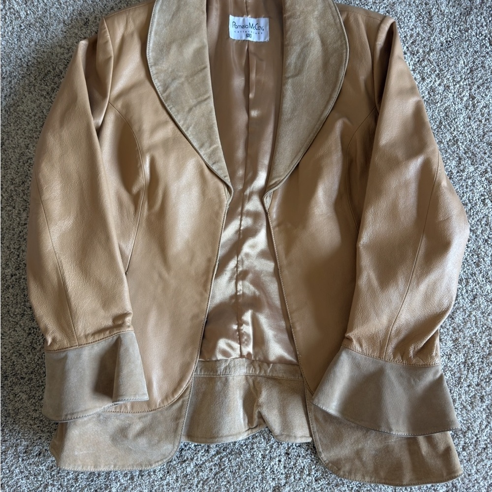 Pamela McCoy Tan Blazer Lightweight Cotton Blend